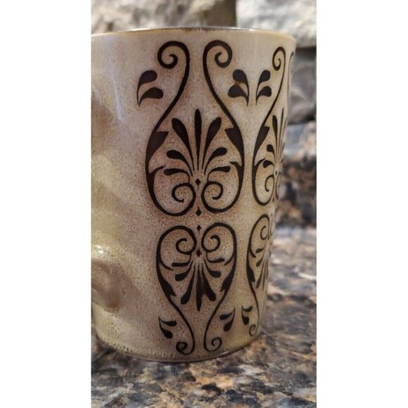 2 Beautiful Green & Tan designed Coffee Mug ,Tea Cup Hot Chocolate - Picture 5 of 7
